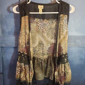 Women's sheer lace accent top